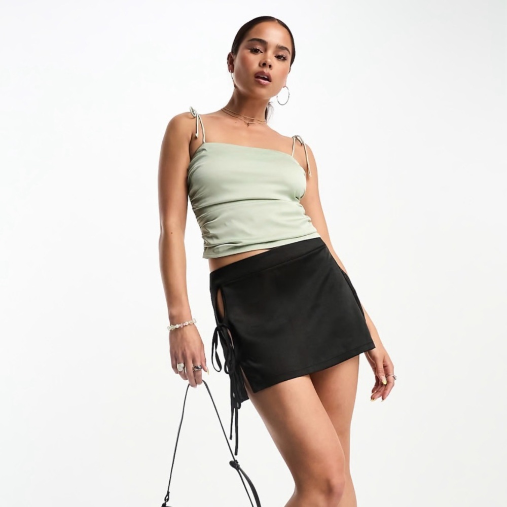 NWT Hollister Green Satin Ruched Cami Top - Medium